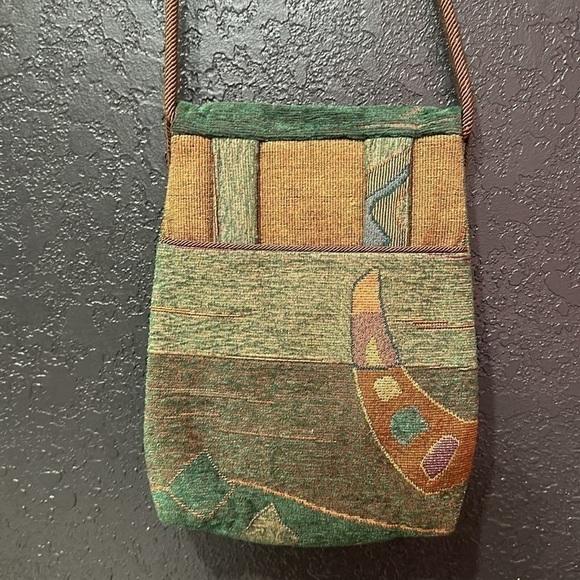 L. Neil Design Green Brown Small crossbody Purse - Picture 3 of 6